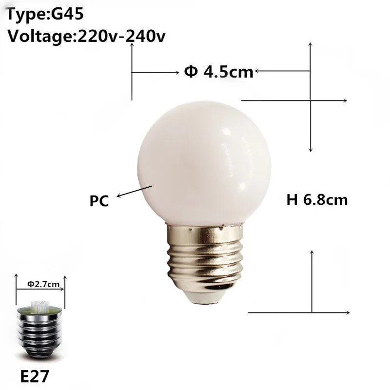 E27 E14 типа «Свеча»), 2 Вт, 4 Вт, 6 Вт 8 Вт светодиодный лампы G45 ST64 A60 T45 хвост Свеча светильник в стиле ретро Светодиодная лампа накаливания Эдисона из матового стекла теплый белый 220v - Испускаемый цвет: G45PC E27