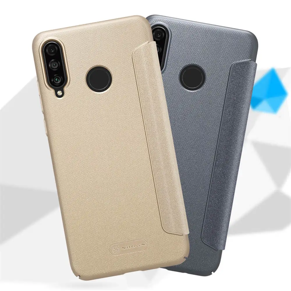 Тонкий Гладкий блестящий кожаный флип-чехол Nillkin для huawei Honor View 20/P30 Lite/Nova 4e/P Smart /Y6 Pro