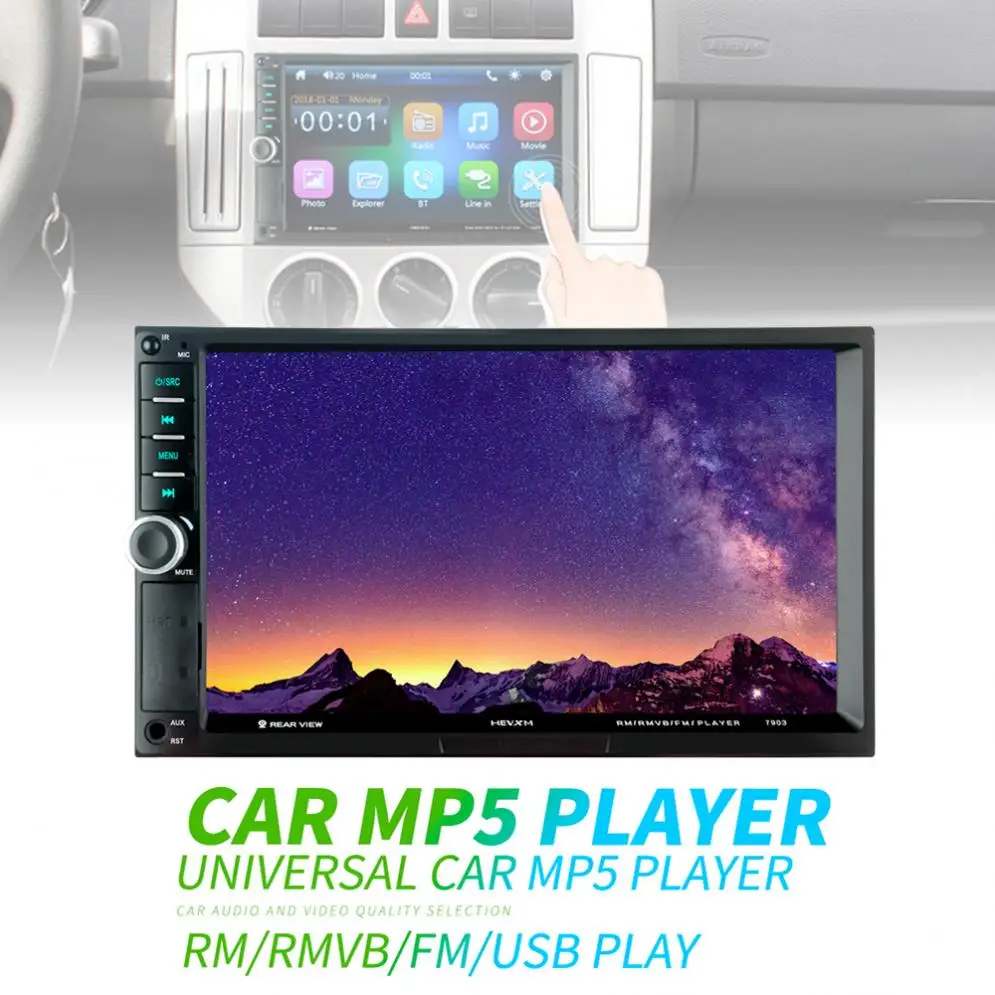 

7 Inch 2 DIN Bluetooth In Dash HD Touch Screen Car Video FM Radio Stereo Player Mirror Link / Aux In / Rear View Camera