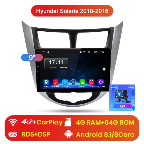 Junsun 4G+ 64G CarPlay DSP Android 8,1 автомобильный Радио Мультимедиа Стерео Аудио плеер gps 2 Din для hyundai Santa Fe 2 2006-2012 без DVD - Цвет: 4G (4GB 64GB) BK