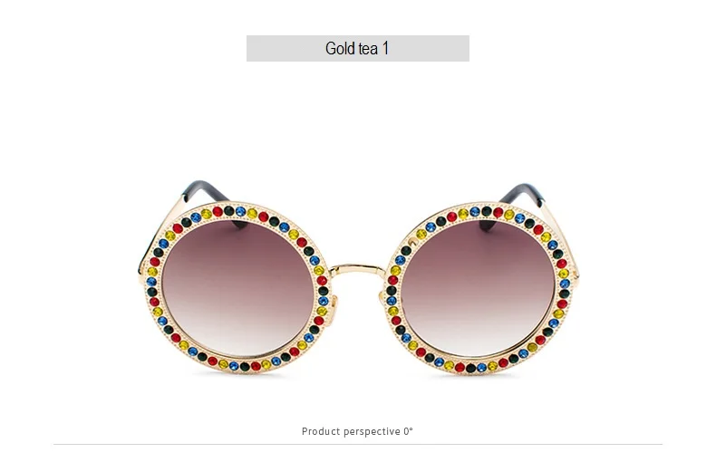 Винтажные женские солнцезащитные очки gafas, роскошные брендовые инкрустированные кирпичные солнцезащитные очки oculos de sol mujer, большие круглые солнцезащитные очки - Цвет линз: gold tea 1