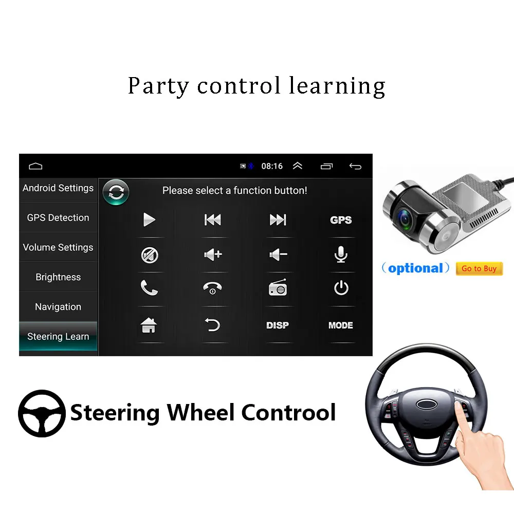 Podofo Android Car Radio Autoradio 1 Din 7'' Touch Screen Car Multimedia Player GPS Navigation Wifi
