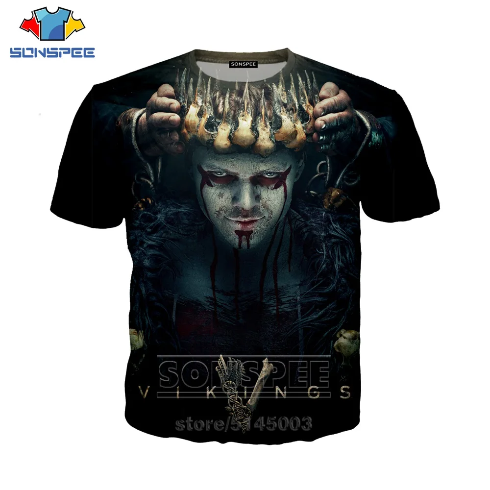 

SONSPEE Summer New Men Women Ragnar Lothbrok Sweatshirt 3D Print TV Vikings Floki T Shirt Short Sleeve Hip Hop Top O Neck Fashion Pullover C074-06