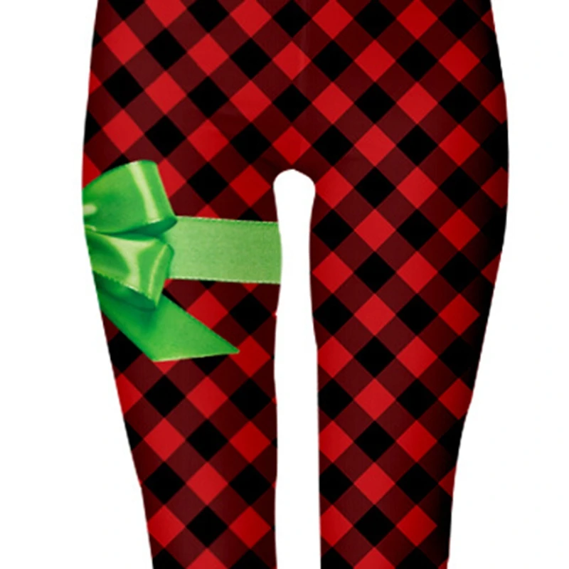 Рождественские спортивные штаны, женские леггинсы, плюс размер, штаны с цифровой печатью, леггинсы для фитнеса, черные, красные