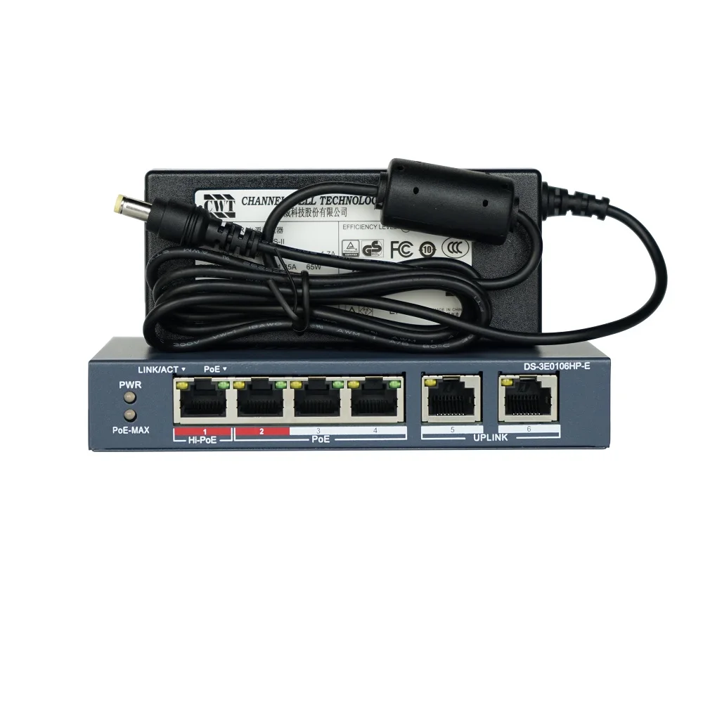 HIK с логотипом 4CH 8CH Hi-PoE сетевой коммутатор, POE LAN Swtich, DS-3E0106HP-E DS-3E0310HP-E встроенный порт Hi-PoE