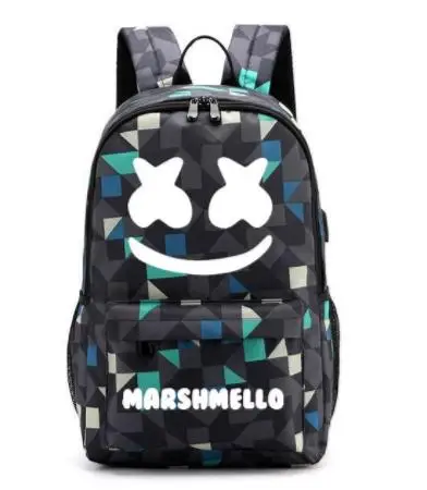 Холщовый светящийся водонепроницаемый DJ Marshmello Противоугонный рюкзак для ноутбука для подростков мальчиков и девочек студенческий школьный рюкзак для мальчиков Wo мужская сумка