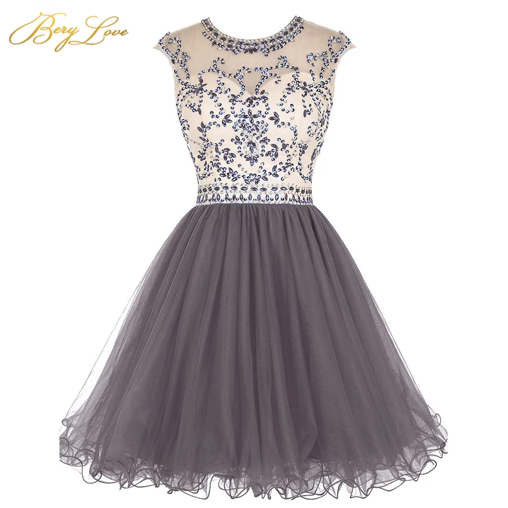 BeryLove Royal Blue Short Homecoming Dress 2021 Crystal Bodice Ruffle Skirt Colorful Short Gown Girl Party Prom Graduation Dress