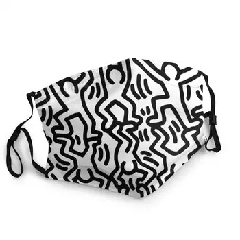 

Keith Haring Fun Monochrome Non-Disposable Face Mouth Mask Fabric Anti Dust Protection Cover Mouth Muffle