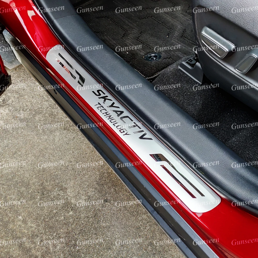 Door Sill Protector Scuff Plates Guard Pedal Trim for Mazda 3 6 CX-5 2014-20 RED 