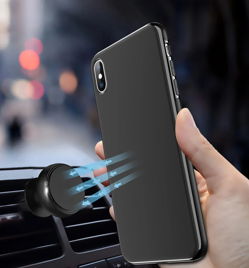 

For iPhone Xr Xs Max X 6 6S 7 8 Plus 11 Pro Max Ultra-thin Soft Silicone Metal Cover Capa Ultra Thin Magnetic Car Phone Case