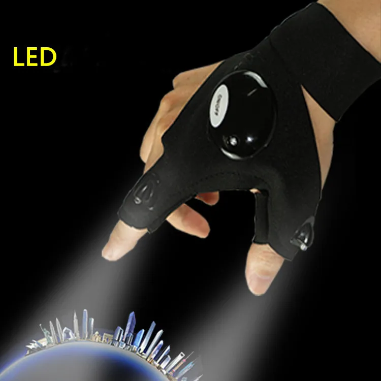 

Left/Right Hand Fingerless Glove LED Flashlight Torch Outdoor Tool Fishing Camping Hiking Survival Rescue Multi Light Tool
