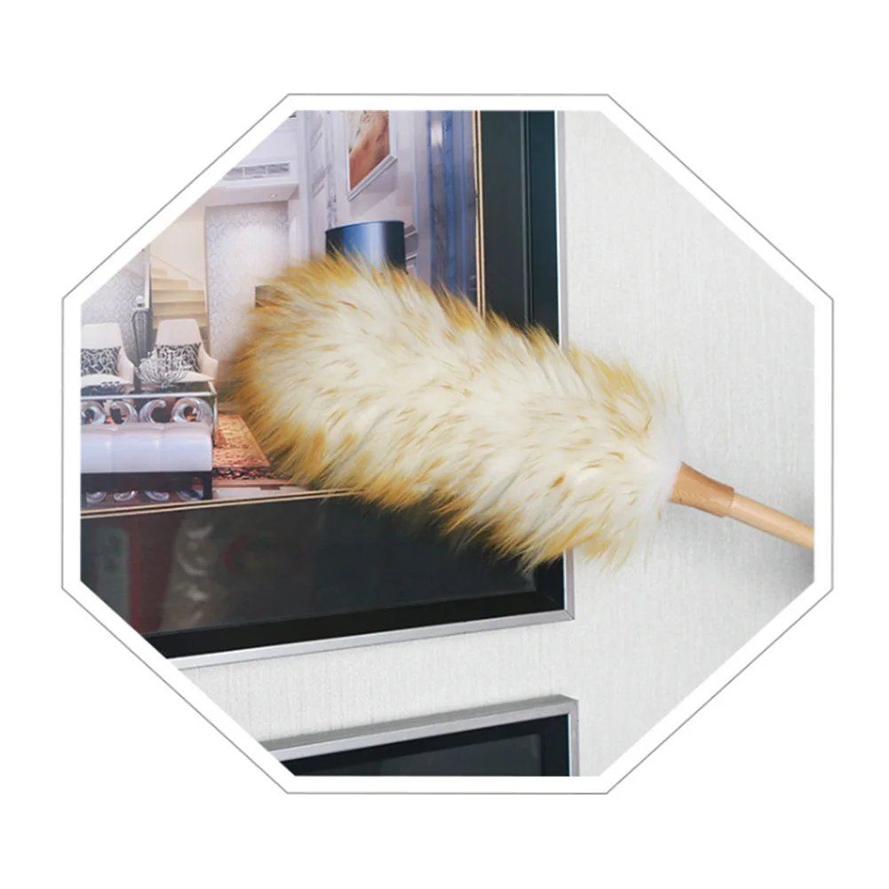 Long Modern Wood Handle Sofa Non-static Dust Sweeping Furniture Home Cleaning Brush Lambswool Duster Hanging Rope Soft Car