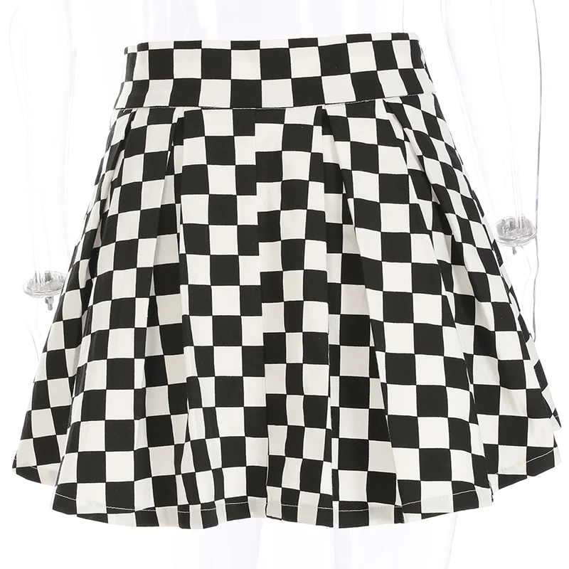 Summer Korean Fashion Plus Size Pleated Skirts Chess Plaid Womens 2021 Harajuku High Waist Kawaii Mini Skirt with Fake Sashes satin skirt