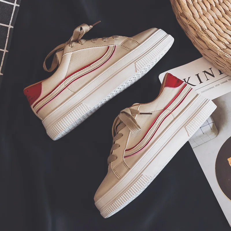 

2019-Style Leather Cloth Shoes Autumn White Shoes Women's Sail New Style Korean-style Versatile Solid Color Trendy Shoes Rubber