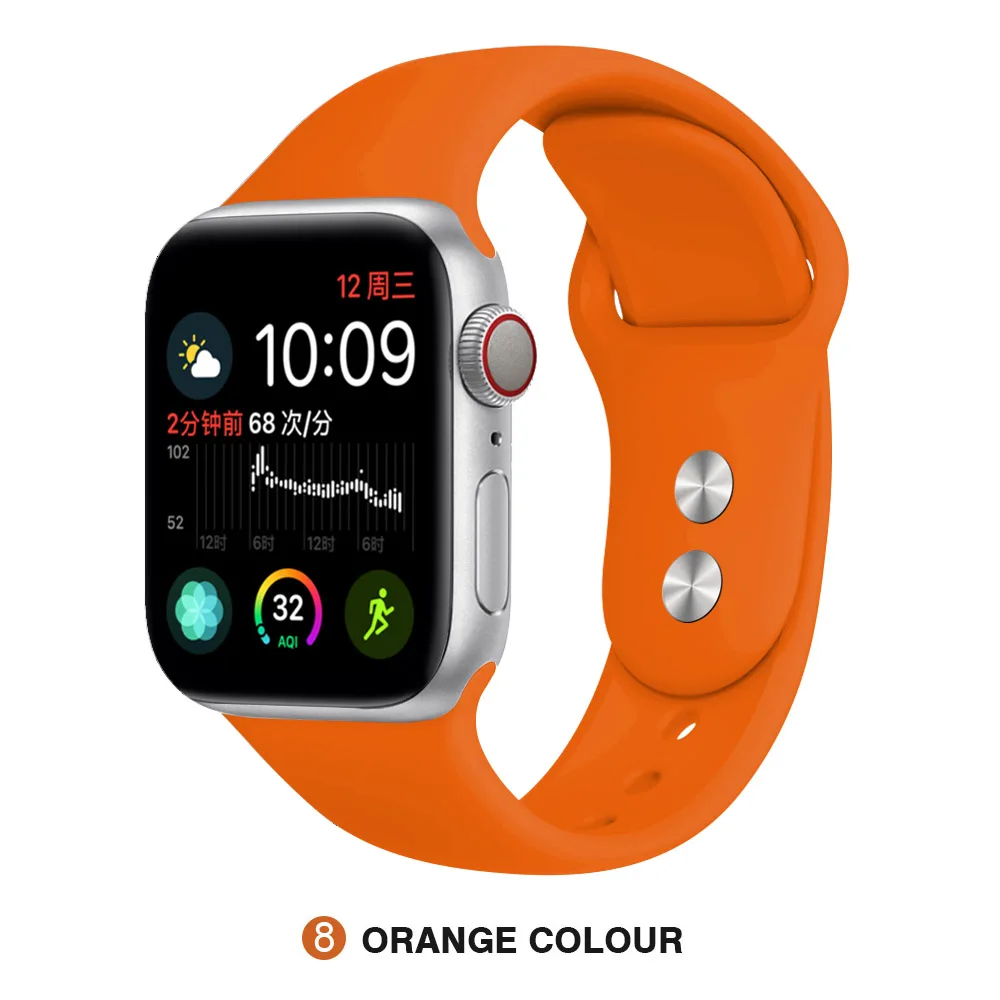 Orange colour Ремешок для Apple 38 мм 42 мм iWatch 5 ремешок 44 мм 40 мм ремешок спортивный силиконовый браслет часы Apple correa 4 3 2 1 Аксессуары - Band Color: Orange colour