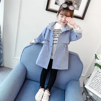 

Girls Trench Coats Kids Windbreaker 2020 Spring Autumn Teenage Long Coats Outerwear for Children Clothes 4 5 7 8 9 10 11 12 Year