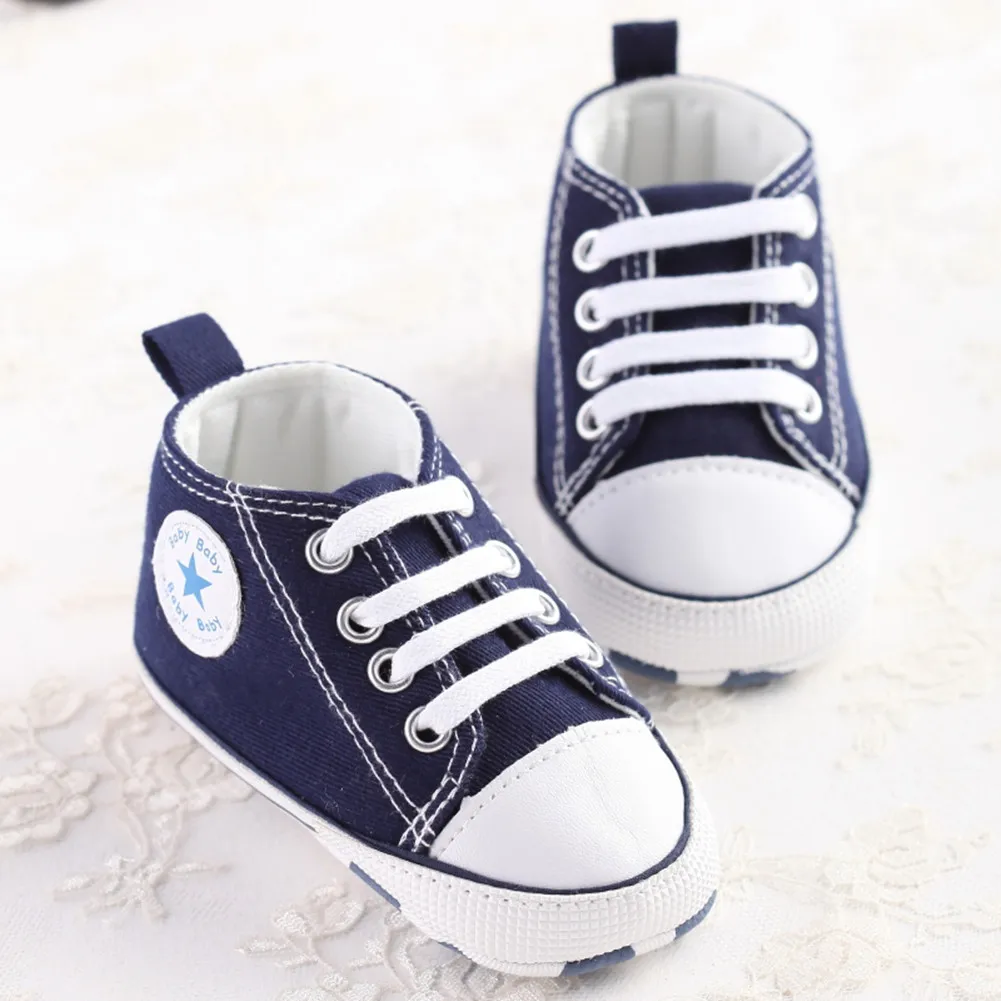 Новые модные детские Нескользящие мягкие кроссовки для девочек и мальчиков; повседневная обувь для малышей; милые кроссовки для бега; весенние детские спортивные кроссовки; Размеры 0-18M - Цвет: Синий
