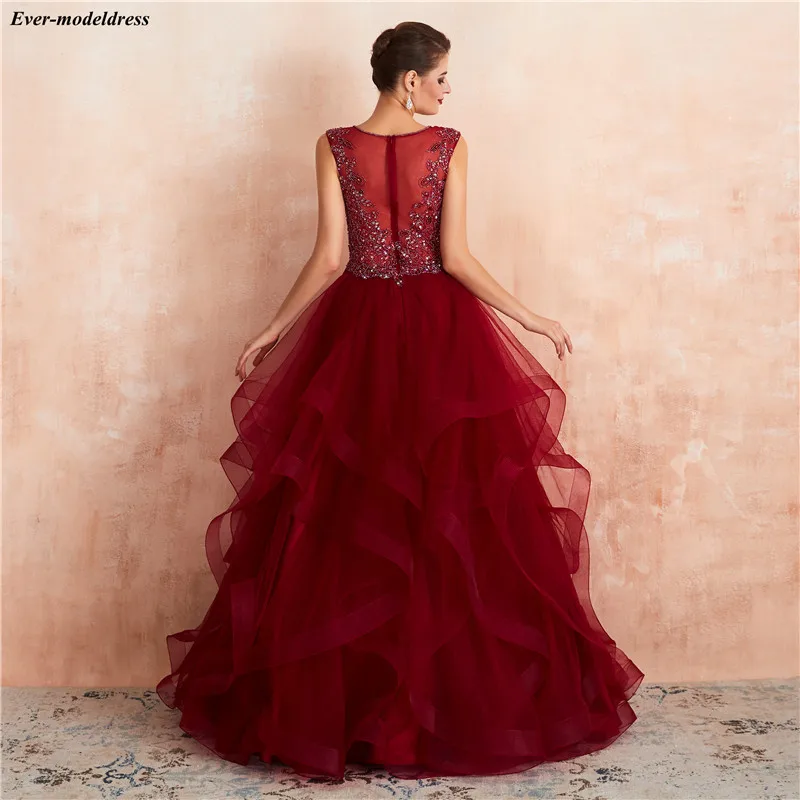 Бордовые платья Quinceanera бальное платье из бисера с блестками с v-образным вырезом, платья с рюшами в пол Длина Сладкий 16 платья День рождения Бальные платья