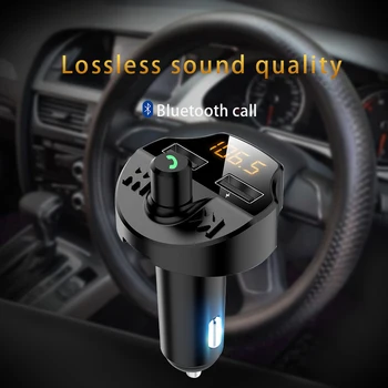 

Car MP3 Player FM Transmitter Dual Usb TF Card Hands-free Bluetooth 5.0 Fast Charging Modulator Adapter T66 Auto MP3 Player