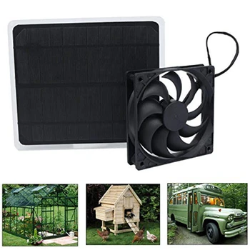 

10W Solar Panel Powered Fan Mini Ventilator for Dog Chicken House Greenhouse RV Roof