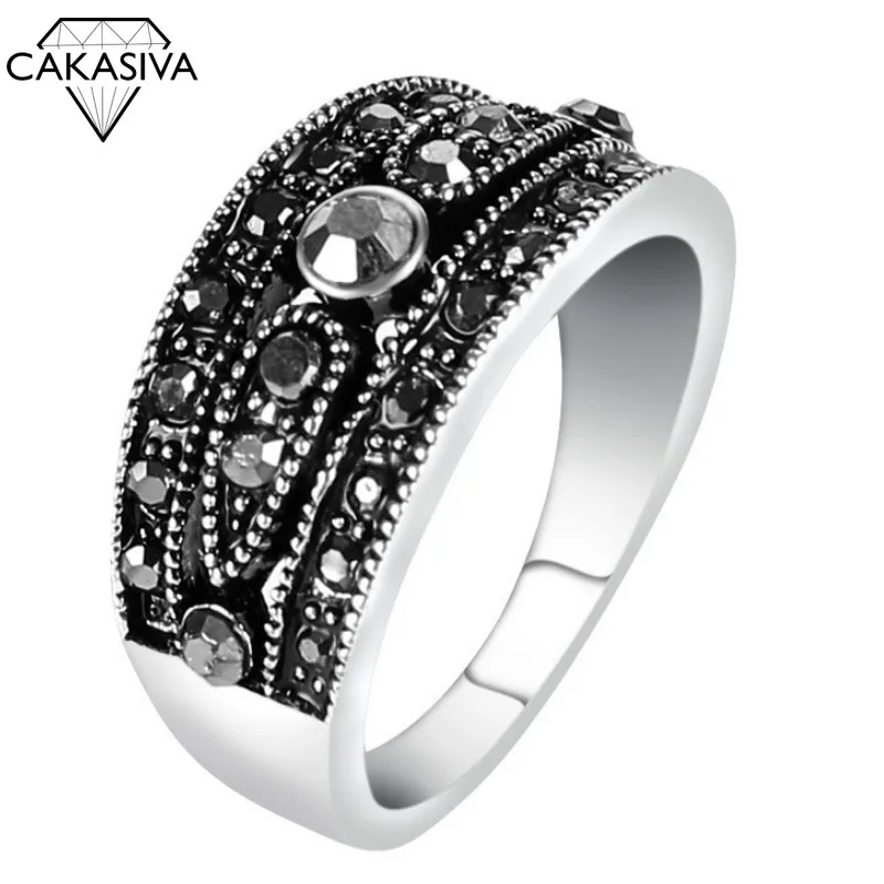 

Women's Bohemian Vintage Thai Silver Colorful Diamonds Old Hollow Hollow Diamond Ring Birthday Party Gift Jewelry