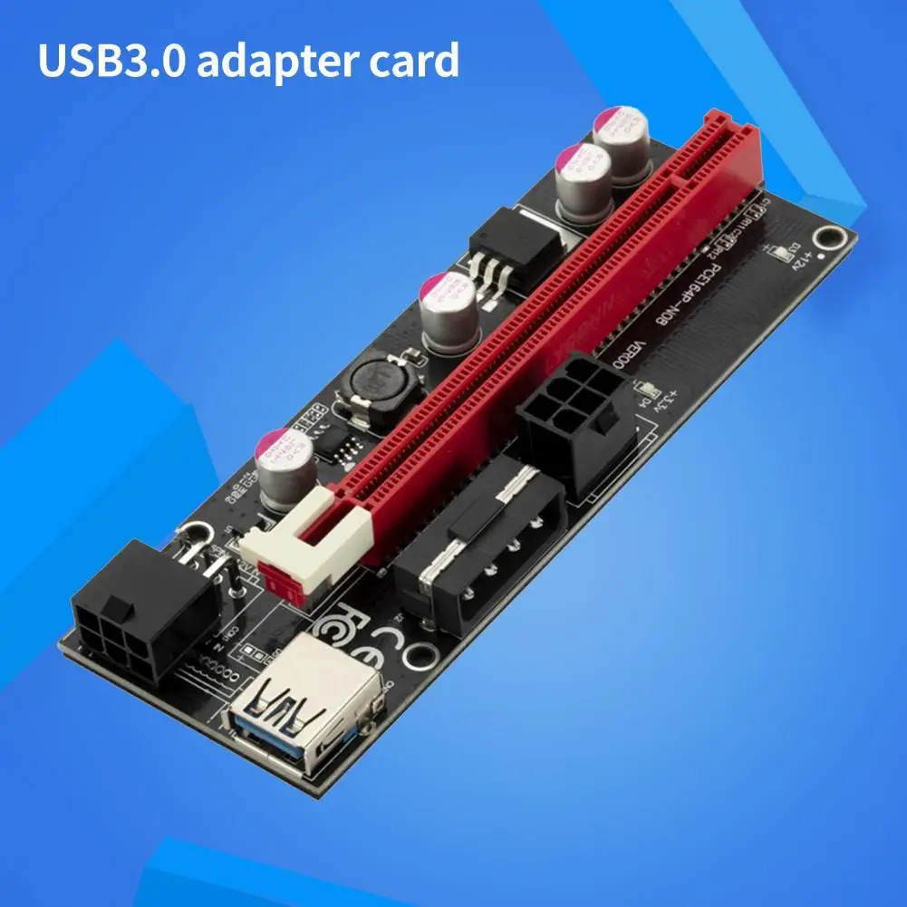 

Карта Riser 4 FP-твердые конденсаторы PCI-E, кабель питания Riser PCB VER009S USB 3,0 1X до 16X PCI-E Express-карта Riser для настольного компьютера