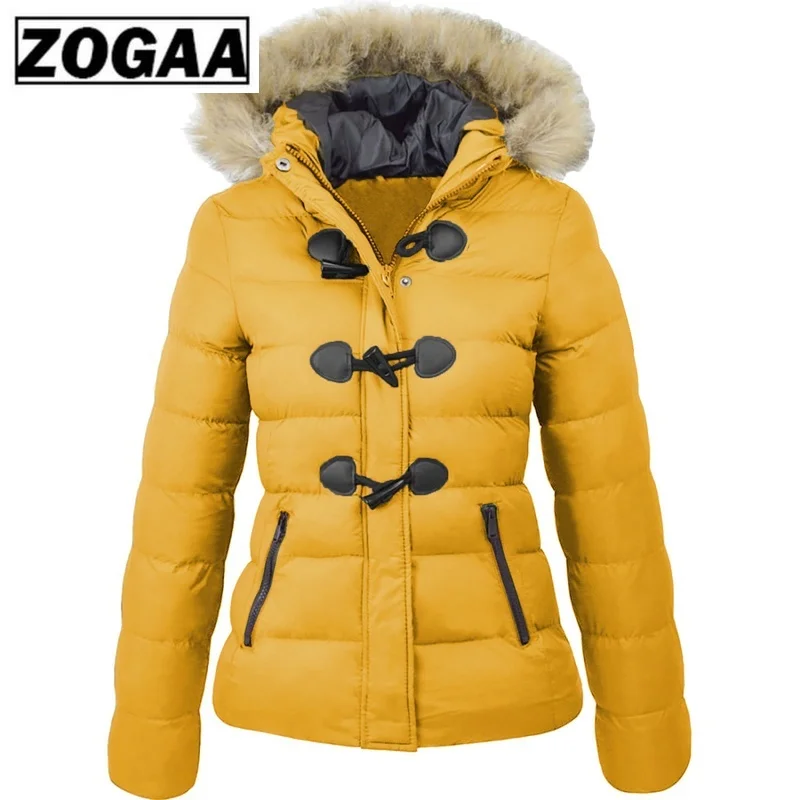 ZOGAA, Женская парка,, зима, весна, пальто для женщин, на каждый день, с меховым воротником, с роговой пряжкой, тонкая, большие размеры, Женская куртка, пальто, теплые парки