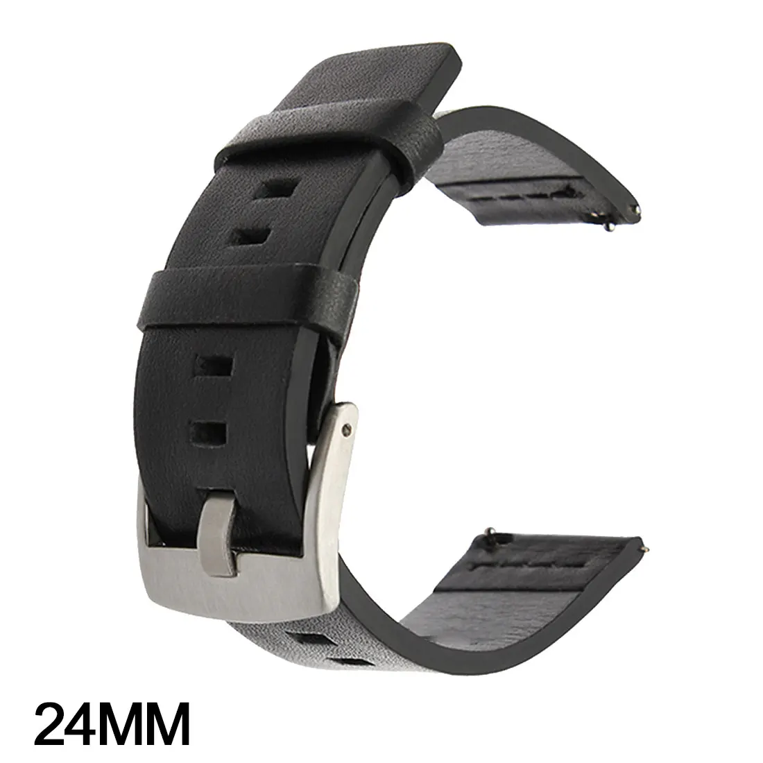 Black silver buckle Быстроразъемный Водонепроницаемый 20 22 24 мм ремешок для часов из натуральной кожи сменный ремешок для samsung gear S2/S3 - Цвет ремешка: Black silver buckle