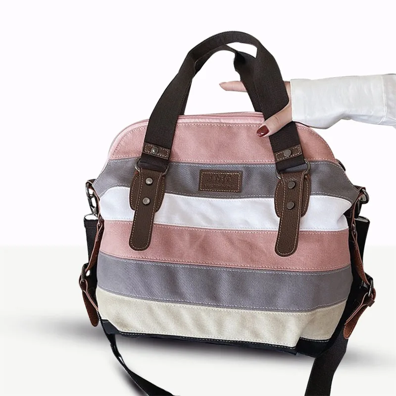 

New hit color stitching canvas bag women handbag fashion casual wild shoulder big bag messenger bag tide High capacity Crossbody