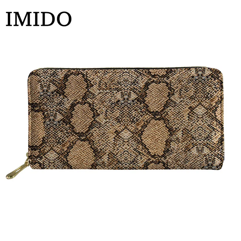 IMIDO 3D печать имитация реалистичной змеиной текстуры узор Portefeuille Femme молния Notecase женский длинный кошелек - Цвет: as picture