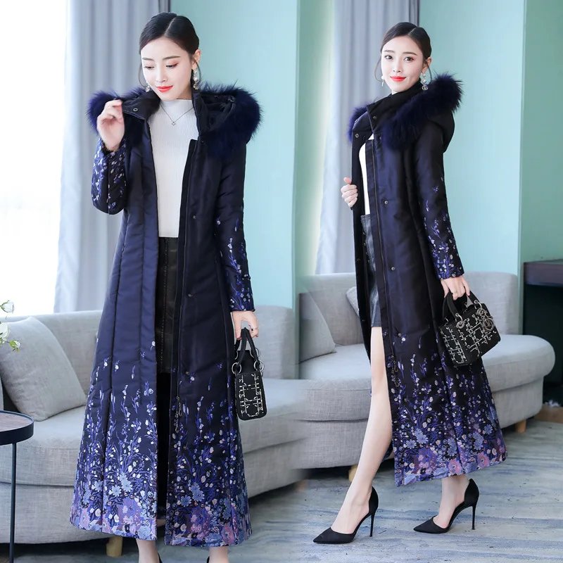 

Fs9223 @ 2019 Fashion Printed Webbing mao zhang Jacquard Luxury Slimming Blue Thickened Cotton-padded Clothes down Jacket Cotton