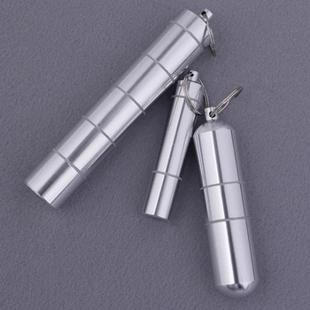 

Pill Box Capsule Shape Aluminum Pill Case Keychain Outdoor Pocket Pill Holder Container Delicate Medicine Box