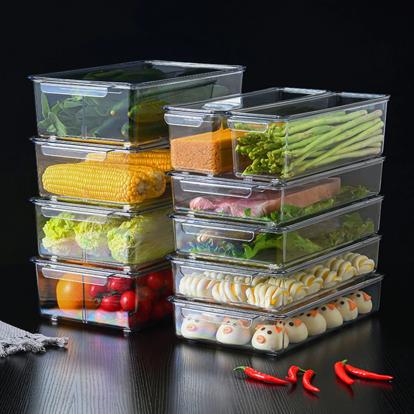 

Divider Refrigerator Food Storage Box With Lid Transparent Fresh-keeping Box Container Kitchen Fridge Cabinet Organizer