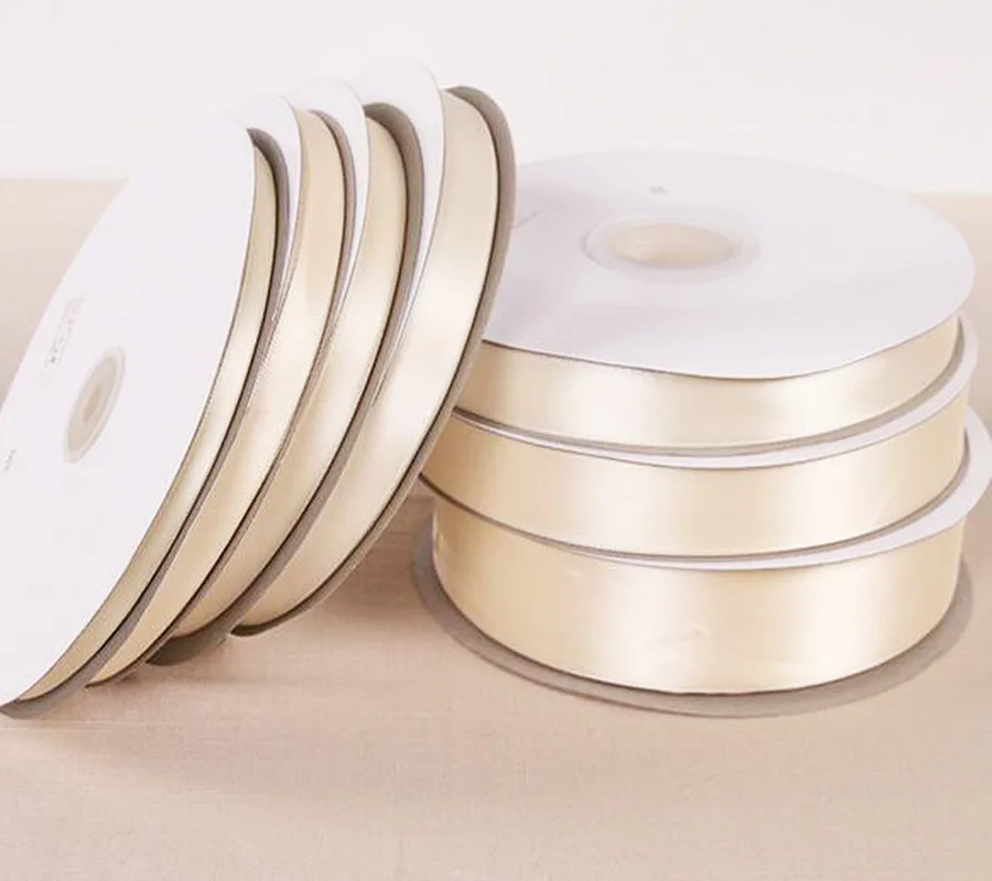 Elegant Beige Polyester Satin Ribbon - 25 Yards for Wedding Decor & Gift Wrapping