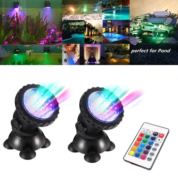 

LED Aquarium Light Set 2 Lights RGB 72 LEDs Fish Tank Underwater Spotlight Remote Control Swimming Pool Garden Pond Lamp D25