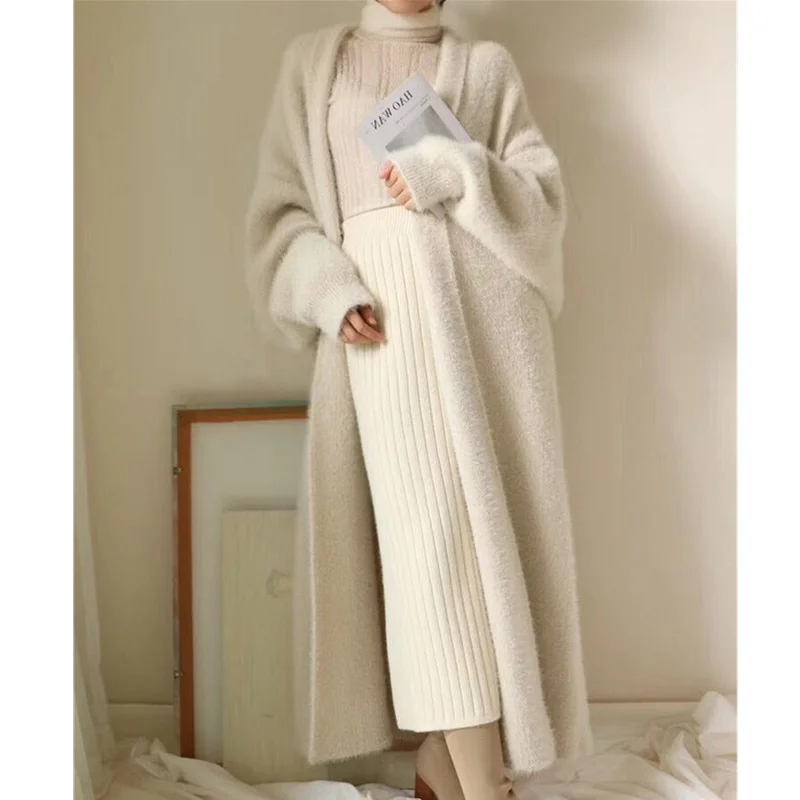 Synthetic Mink Cashmere Sweater Cardigan Women