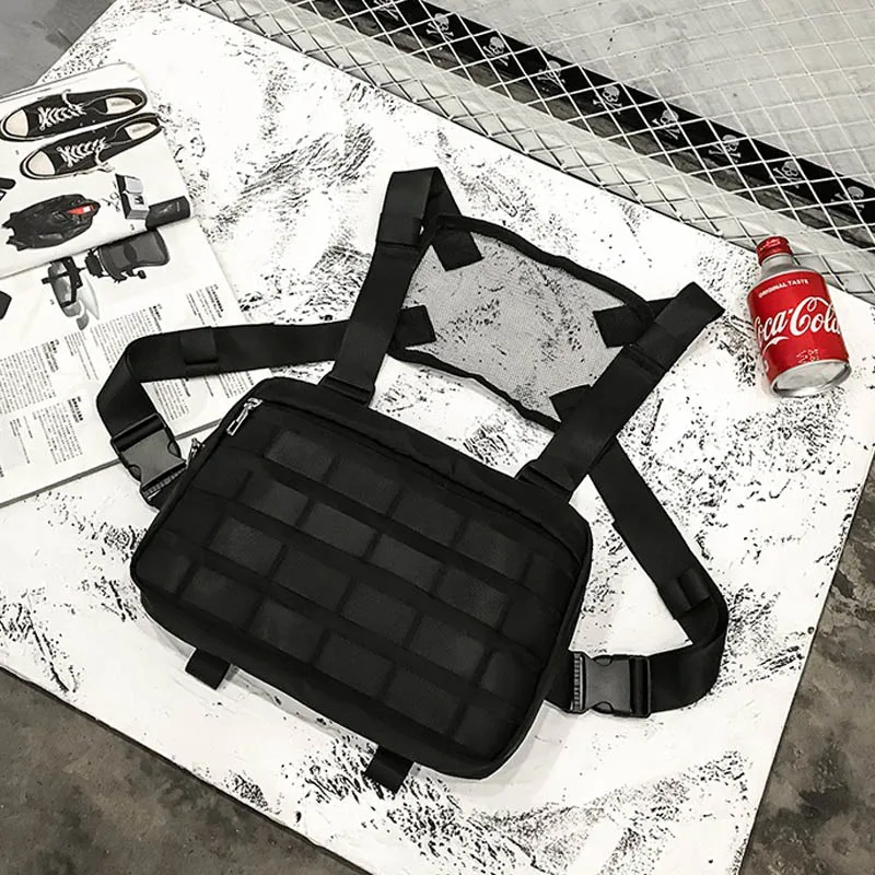 Black Chest Pack Тактические нагрудные сумки в стиле хип-хоп, мужские нейлоновые военные регулируемые Молодежные сумки-жилеты, многофункциональные сумки для iPad, уличная нагрудная сумка для мужчин - Цвет: Black Chest Pack