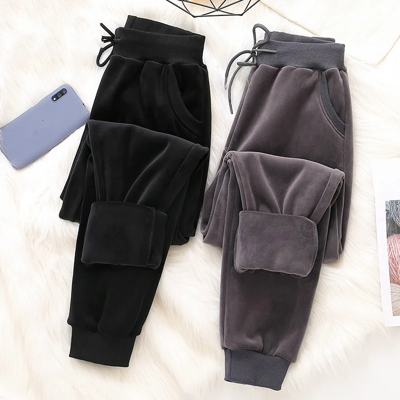 

Women Pant Winter Thick Plus Velvet Pants Warm Female Casua Lhigh Waist Loose Harem Pants Long Solid Trousers Pantalon Femme