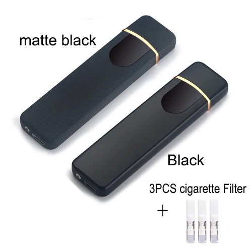 1black 1matte black Мини USB Электронная зажигалка ветрозащитный сенсорный сенсор зажигалки мужские подарки для мужчин гаджеты аксессуары для курения сигар - Цвет: 1black 1matte black
