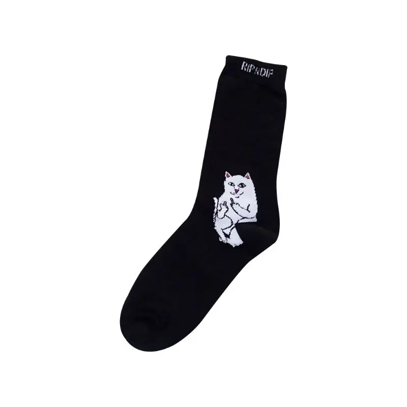 1 Unisex Unisex Couples Autumn Harajuku Trick Long Crew Socks Funny Spoof Cartoon Middle Finger Bad Cat Letters Printed Cotton 9 - Цвет: 1