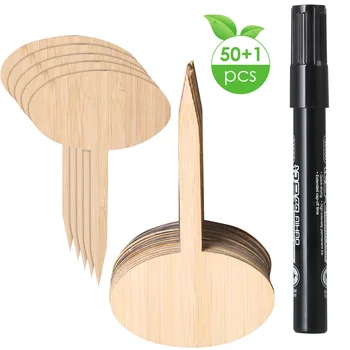 

50pcs 6 x 10 x 0.2cm Bamboo Plant Seed Labels Vegetable Garden Markers Nursery Garden Plants Tags with a Pen