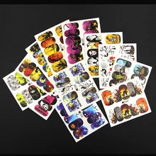 Стиль водяные наклейки для ногтей Хэллоуин Череп наклейки для ногтей полностью Цветочные наклейки набор 12 шт