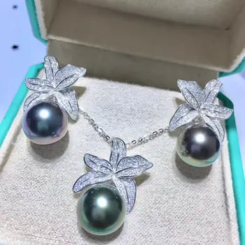 

Flower 925 Silver Pearl Pendant and Earrings Set Findings, Jewelry Set Mounts Settings Mountings Parts, Nice Gift for Women