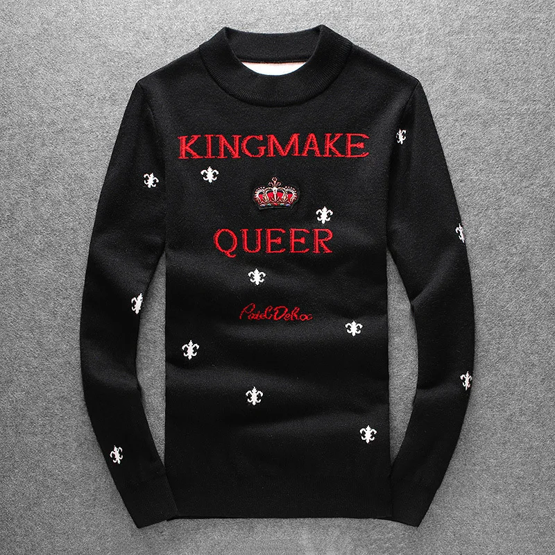 Новинка, мужские Роскошные зимние популярные повседневные свитера Kingmake Crown queer с вышивкой, пуловер азиатского размера, высокое качество, Drake# N52