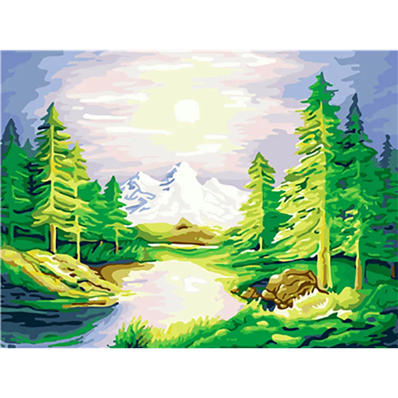 painting by numbers4 Пейзаж, Живопись по номерам, краски по номерам для взрослых, сделай сам, Раскраска по номерам, масляные, номерные картины, велосипед - Цвет: painting by numbers4