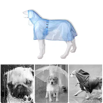 

Pet Jacket for Rain Dog Slim Transparent Raincoat Adjuastable Waterproof Coat for Small Medium Large Dog Hooded Windproof Design