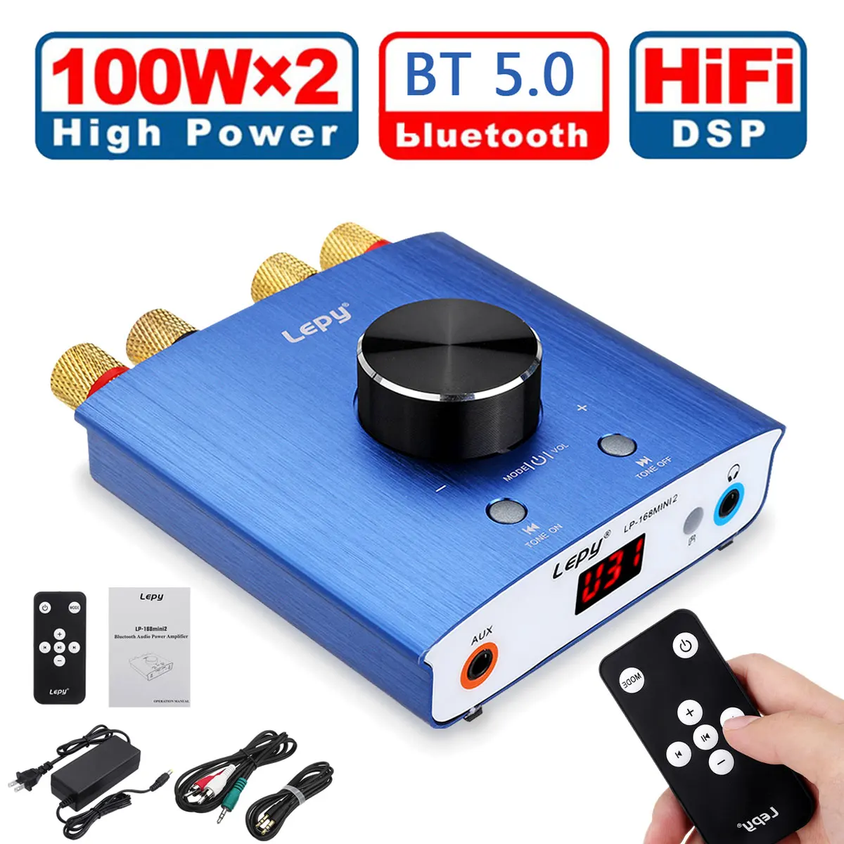 5,0 bluetooth мини цифровой усилитель дисплея Hi-Fi стерео усилитель Усилитель MP3-Плеер домашний аудио 100 Вт+ 100 Вт автомобильный усилитель
