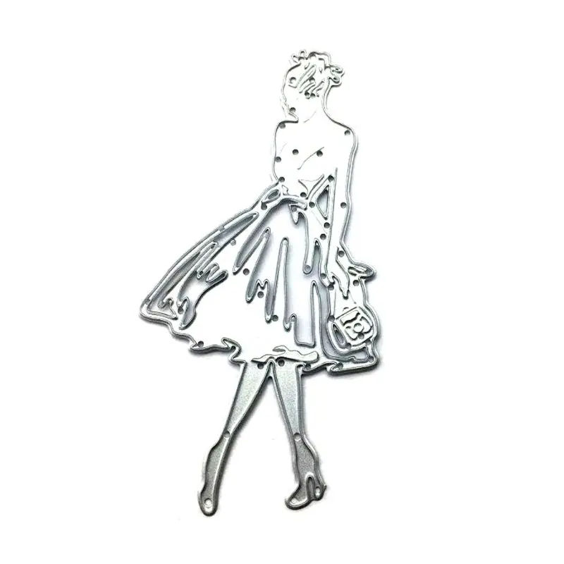 Подиумная девушка металлические Вырубные штампы Искусственная елка карточка из