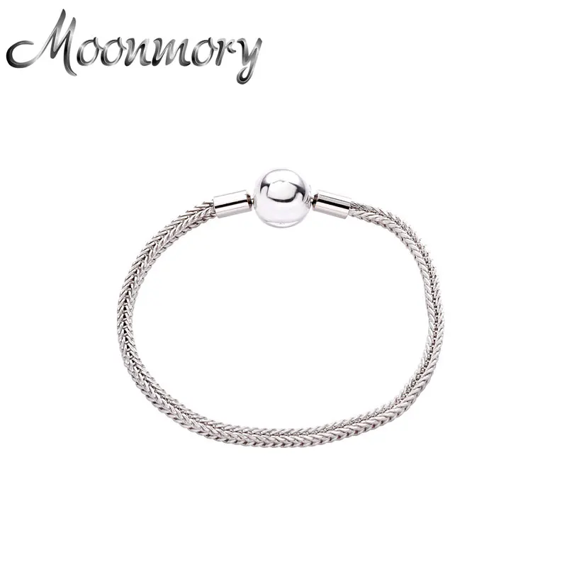 Moonmory натуральная 925 стерлингового серебра Винтаж Стиль браслет для женщин Сферический Застежка Ювелирные
