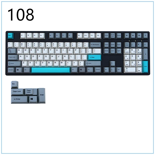 White/Gray 108 keys dye sublimated pbt keycap for mechanical keyboard Cherry Filco Ducky keycap Cherry profile Only sell keycaps - Цвет: 108